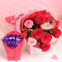 Sweetheart Chocolate & Roses Combo featuring premium chocolates and fresh roses—ideal for anniversaries, Valentine’s Day, and romantic gifting.