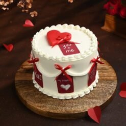 Sweetheart Ribbon Cake – A beautifully decorated cake with elegant ribbons, perfect for celebrating love and romantic occasions with a sweet touch.