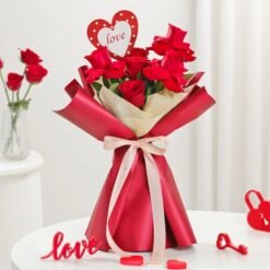 Timeless Red Rose Bunch featuring fresh, vibrant red roses, ideal for romantic gestures, anniversaries, and special celebrations.