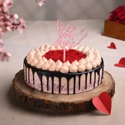 Valentine's Day Choco Velvet Cake – A luxurious chocolate velvet cake with heartwarming decorations, ideal for Valentine's Day and romantic celebrations.