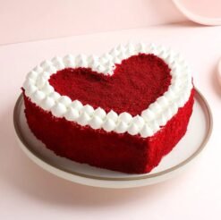 Warm Love Red Velvet Cake with rich red layers, smooth cream cheese frosting, and heartwarming decor, ideal for romantic celebrations.