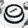 Black and White Birthday Cake – a sophisticated monochrome cake with elegant frosting and stylish decor for a timeless celebration.