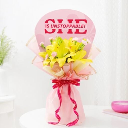 Heartfelt Carnations and Lilies Bouquet – a charming floral arrangement featuring fresh carnations and lilies, symbolizing love and purity.