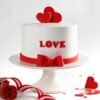 Beautiful Love Hearts Cake decorated with heart-shaped designs, perfect for romantic celebrations like anniversaries, Valentine's Day, and weddings.