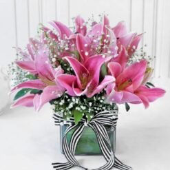 Mystic Bloom Lilies Arrangement – a graceful and enchanting bouquet of fresh lilies, symbolizing purity, love, and elegance.