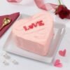 Pink Love Heart Cake – a beautifully crafted heart-shaped cake in pink tones, adorned with elegant decorations for celebrations.