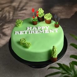 Retirement celebration cake with elegant frosting, heartfelt message, and decorative elements, perfect for honoring years of dedication and success.