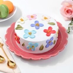 Serene Garden Blossom Cake – a beautifully decorated cake with delicate floral designs, embodying tranquility, grace, and natural charm.