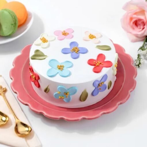 Serene Garden Blossom Cake – a beautifully decorated cake with delicate floral designs, embodying tranquility, grace, and natural charm.