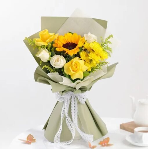 Blooming Grace Bouquet — elegant arrangement of vibrant and pastel flowers, crafted to celebrate love, beauty, and special moments.
