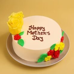 Cherished Love Mother’s Day Cake — elegant cake with delicate floral details and a message celebrating the loving bond of motherhood.