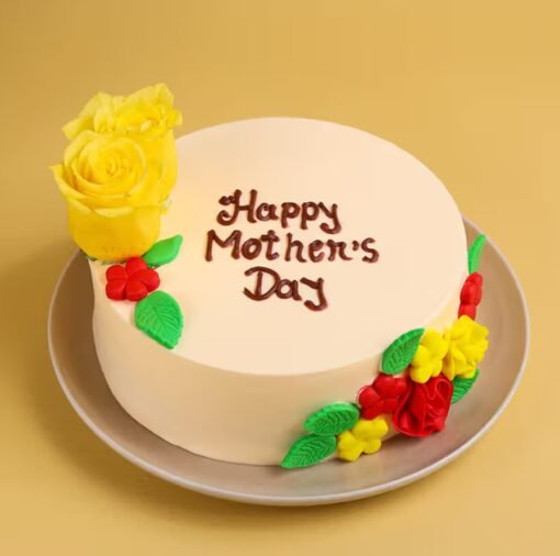 Cherished Love Mother’s Day Cake — elegant cake with delicate floral details and a message celebrating the loving bond of motherhood.