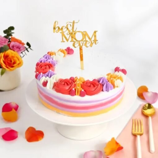 Floral Beauty Mother’s Day Cake — elegant cake topped with pastel flowers, designed to honor mothers with sweetness and style.