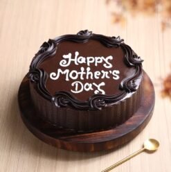 Happy Mother’s Day Chocolate Truffle Cake — rich, glossy chocolate cake with a festive Mother’s Day message and elegant design.