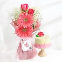 Mother’s Day Cake and Flower Combo — elegant floral bouquet paired with a delicious cake, designed to make Mom’s day extra special.