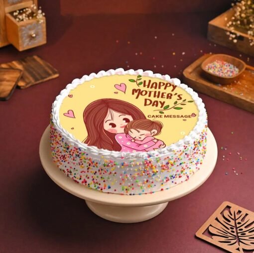 Sprinkled With Joy Mother’s Day Cake — cheerful cake decorated with colorful sprinkles, pastel frosting, and a loving Mother’s Day topper.
