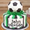 Football Spirited Cake — sports-themed cake featuring football decorations, goalposts, and sporty accents.
